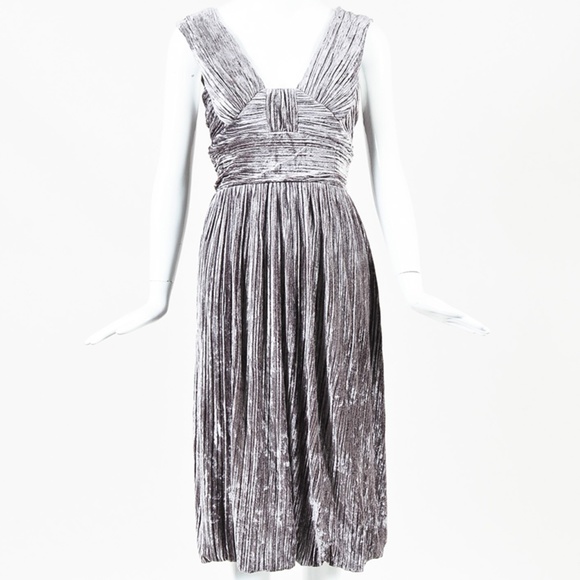 Burberry Dresses & Skirts - Burberry Pleated Velvet Midi Dress